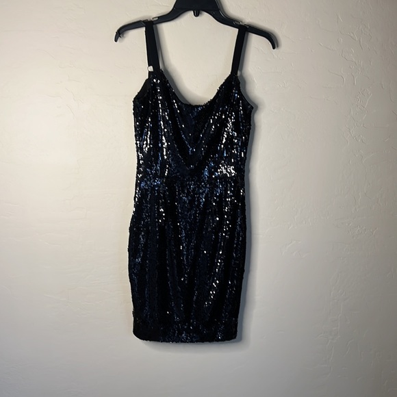 NWT Dress The Population Purl Iridescent Black Sequin Mini Dress - Picture 4 of 5